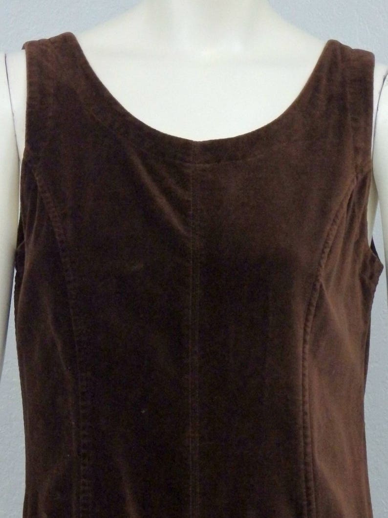 Overall Dress Maxi Dress Jumper Dress Vintage 90s Laura Ashley Dark Brown Velvet Dress Overall Jumper Shift Dress Velvet Jumper