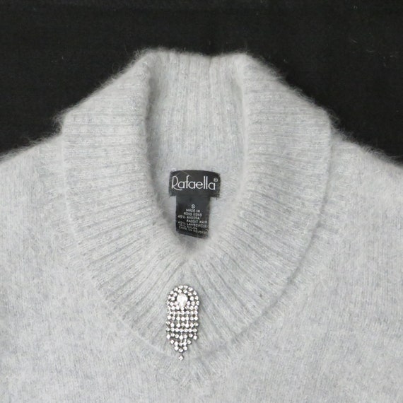Vintage 80s Rafaella Pale Gray Angora Sweater, Li… - image 4
