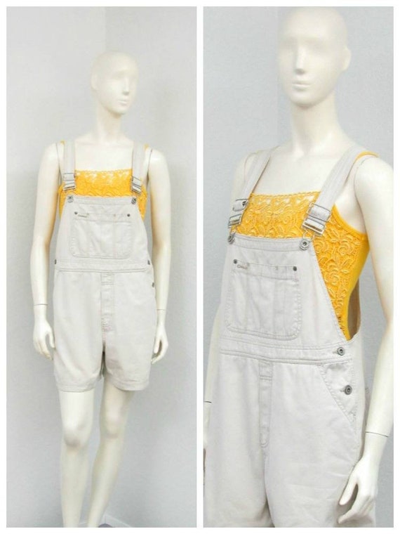 Vintage 90s Khaki Overalls, Short Overalls, Overal