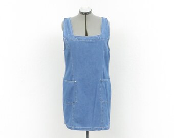 Vintage 90s Faded Denim Jumper Dress 