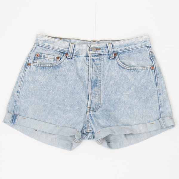 Vintage Levis Acid Wash Shorts, High Waisted Denim Shorts, Cuffed Shorts, Acid Washed Denim, Short Shorts, High Rise Shorts, 29" Waist