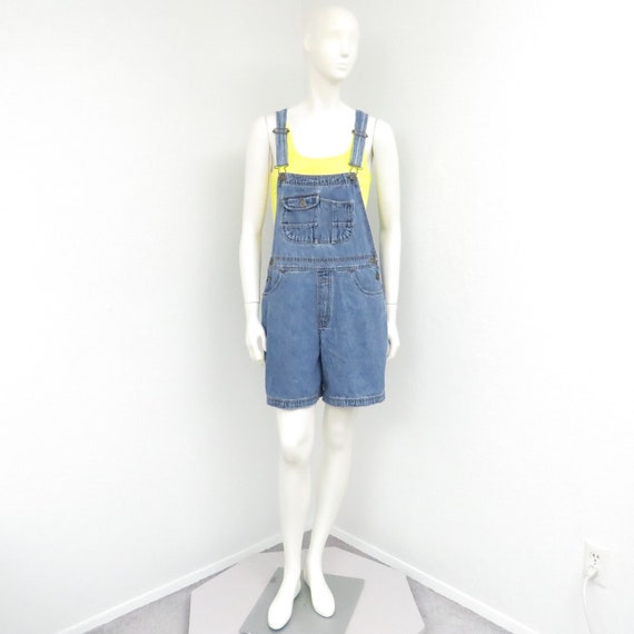 Vintage 90s Denim Short Overalls, Overall Shorts,… - image 2