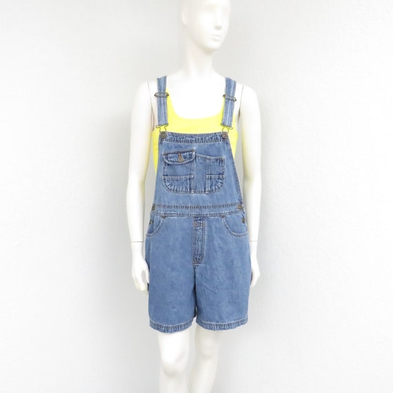 Vintage 90s Denim Short Overalls, Overall Shorts,… - image 1