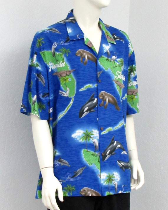 Vintage Pacific Legend Blue Hawaiian Shirt, Flori… - image 4