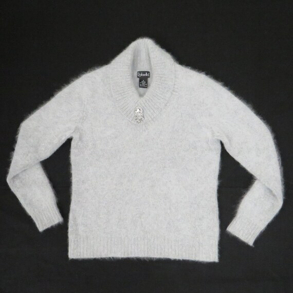 Vintage 80s Rafaella Pale Gray Angora Sweater, Li… - image 2