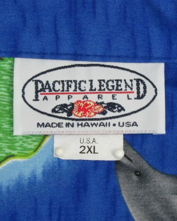 Vintage Pacific Legend Blue Hawaiian Shirt, Flori… - image 8