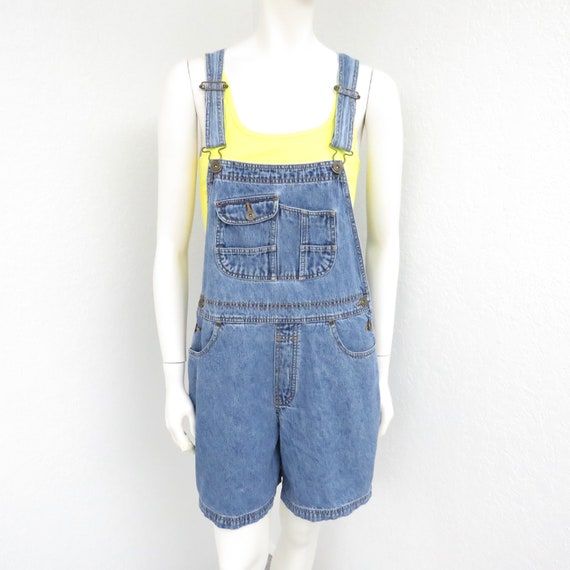 Vintage 90s Denim Short Overalls, Overall Shorts,… - image 3