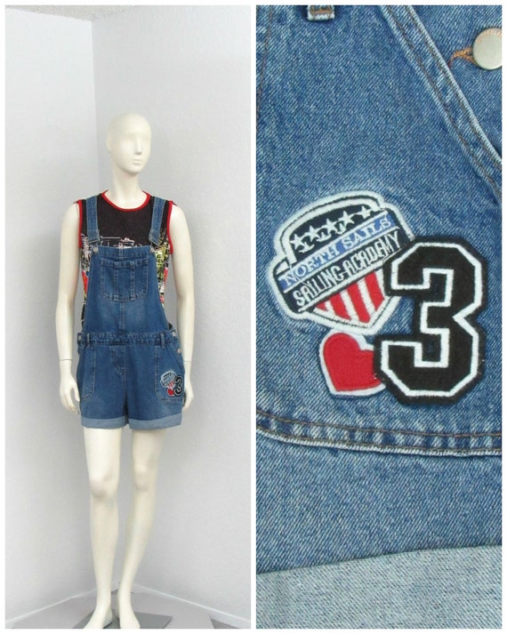 Vintage 90s Denim Short Overalls, Overall Shorts,