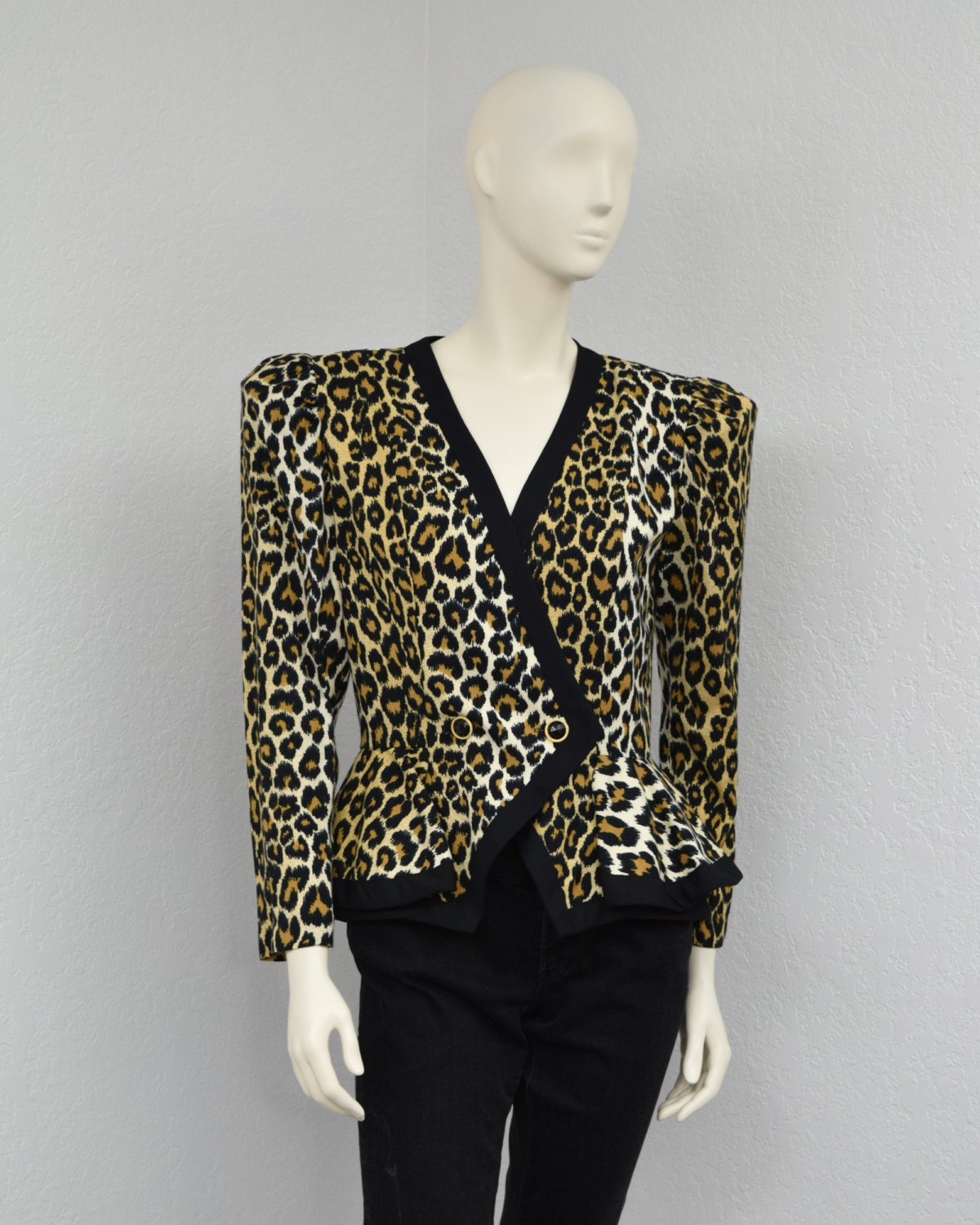 leopard peplum blazer
