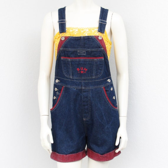 Vintage 90s Bum Equipment Denim Short Overalls, O… - image 2