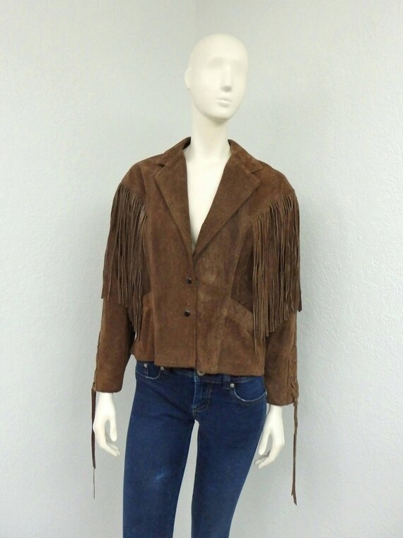 Vintage 80s Schott Brown Suede Western Jacket, Fri
