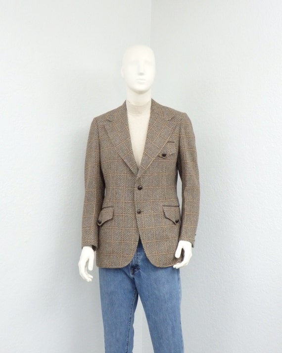Vintage 60s Brown Tweed Blazer Jacket, Tweed Sport