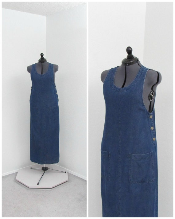 Vintage 90s Denim Jumper Dress, Jean Jumper, Denim