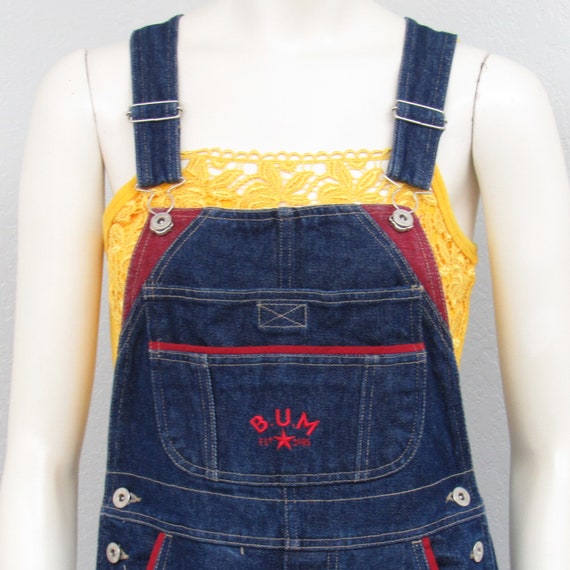 Vintage 90s Bum Equipment Denim Short Overalls, O… - image 3