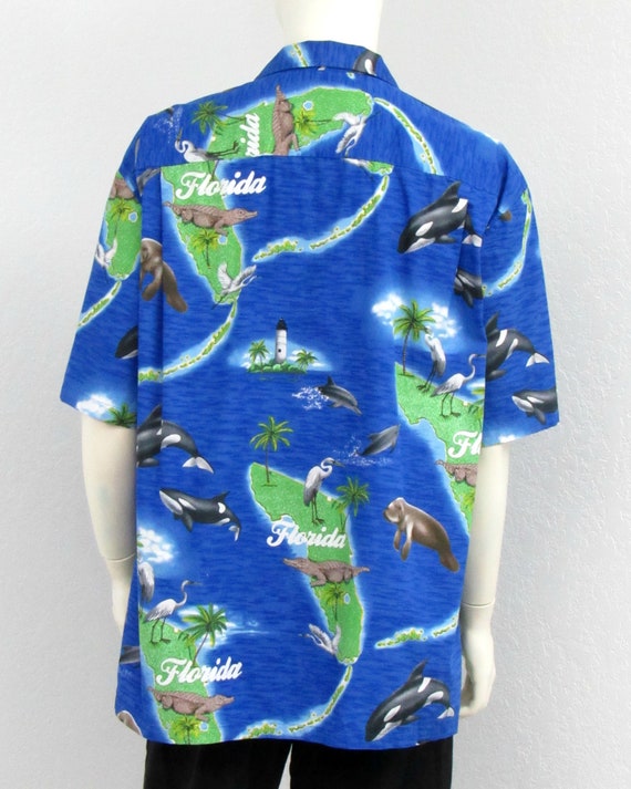 Vintage Pacific Legend Blue Hawaiian Shirt, Flori… - image 7