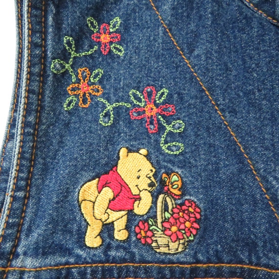 Vintage 90s Disney Winnie The Pooh Denim Vest Top… - image 7