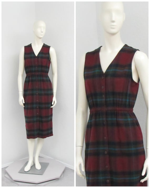 Vintage 90s Eddie Bauer Cotton Flannel Dress, Jump