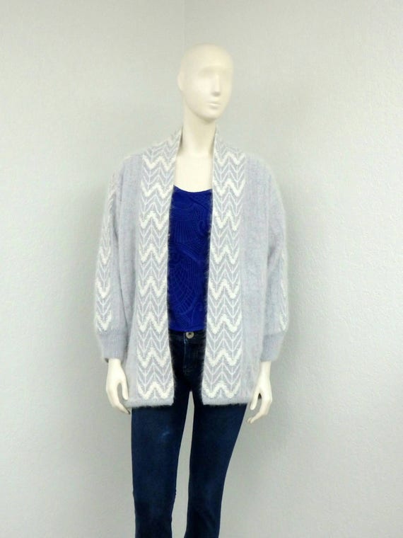 Vintage 80s Plus Size Lavender Cardigan Sweater, A