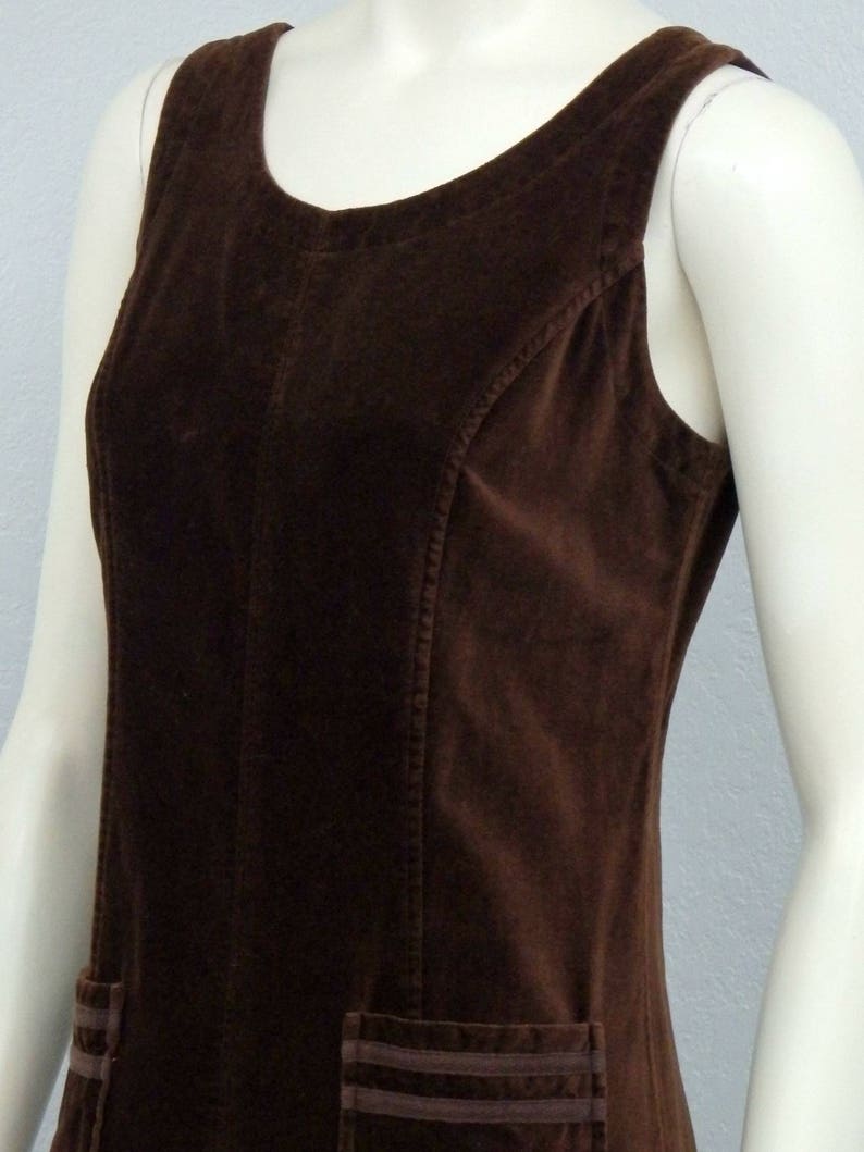 Overall Dress Maxi Dress Jumper Dress Vintage 90s Laura Ashley Dark Brown Velvet Dress Overall Jumper Shift Dress Velvet Jumper