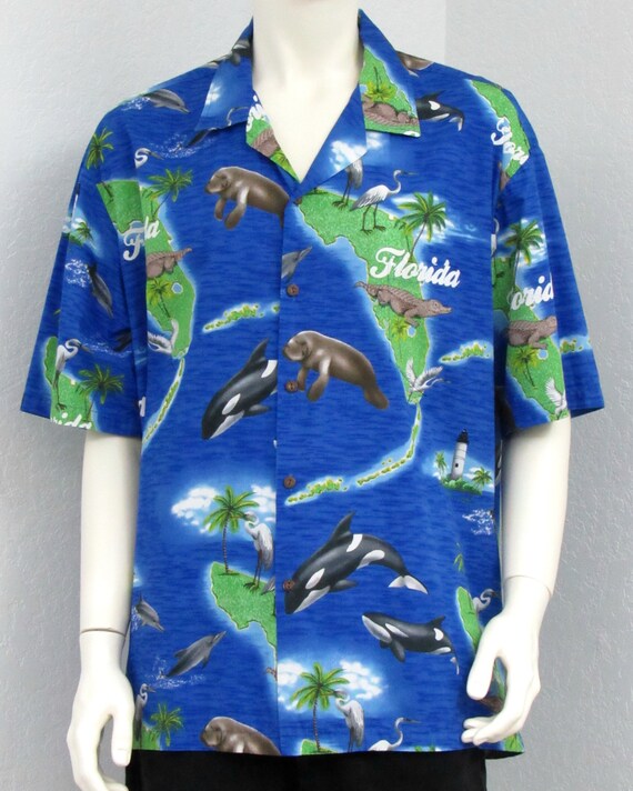 Vintage Pacific Legend Blue Hawaiian Shirt, Flori… - image 2