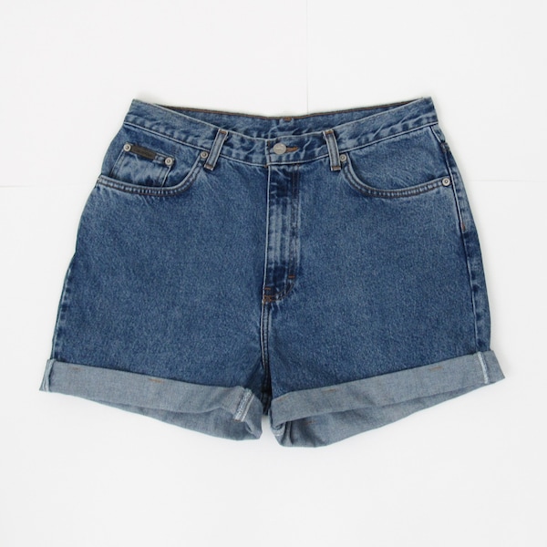 Vintage 90s Calvin Klein High Waisted Denim Shorts, Cuffed Shorts, Blue Jean Shorts, Short Shorts, High Waist High Rise Shorts, 32" Waist