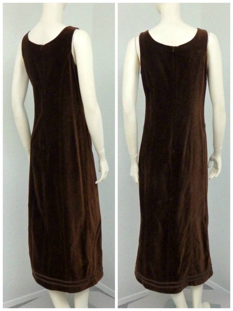 Overall Dress Maxi Dress Jumper Dress Vintage 90s Laura Ashley Dark Brown Velvet Dress Overall Jumper Shift Dress Velvet Jumper