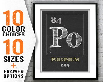 Periodic Table Polonium Poster Art Print Periodic Table of Elements Po 84