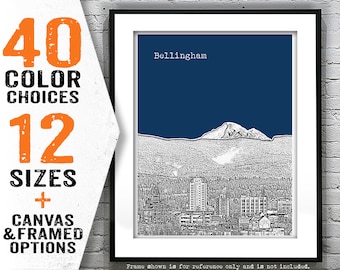 Bellingham Skyline Poster Art Print Washington WA Item T4829