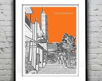 Celebration Florida Skyline Poster Art Print FL Item T1260