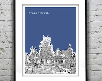 Frankenmuth Skyline Art Print Poster Michigan MI Version 1
