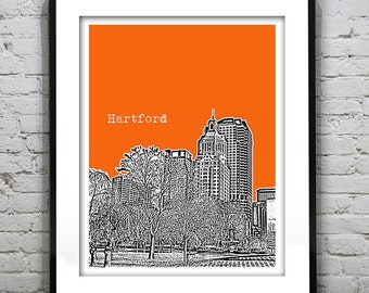 Hartford Connecticut Poster Print Art Skyline CT Version 2