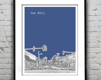 Oak Hill Skyline Poster Art Print West Virginia WV