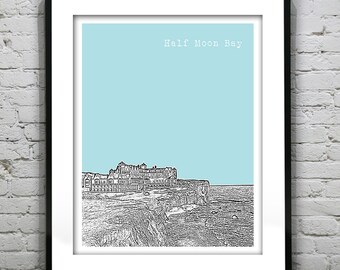 Half Moon Bay California Poster Art Skyline Print Version 1