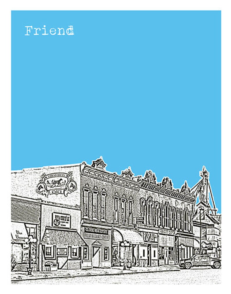 Friend Nebraska Skyline Poster Art Print Downtown NB Version 1 Etsy