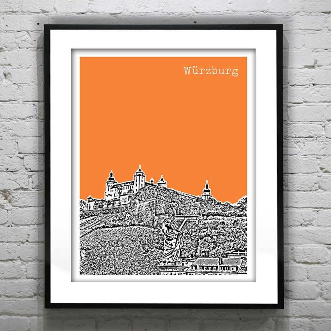 Würzburg Germany City Skyline Poster Print Art Fortress Marienberg Item