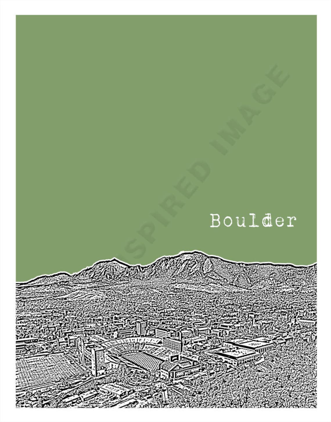 Boulder CO Skyline Colorado Poster Art Print Item T2362 - Etsy