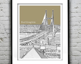 Burlington Iowa Skyline Poster Art Print IA Item T4839