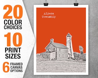 Alpena Township Skyline Poster Art Print Michigan Item T5519