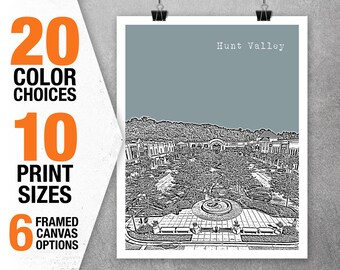 Hunt Valley Maryland Poster Print Art Skyline MD Item T5345