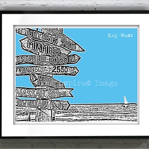 Key West Skyline Poster Art Print Florida Keys Miami Biscayne Bay
