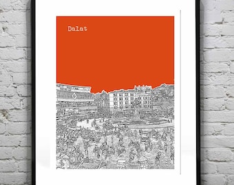 Dalat Vietnam Poster Art Print Skyline Version 1