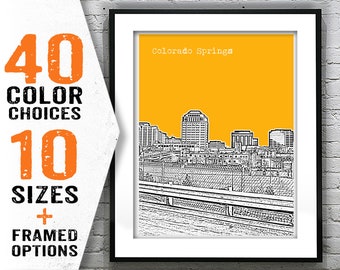 Colorado Springs CO City Skyline Colorado Poster Art Print Item T1800