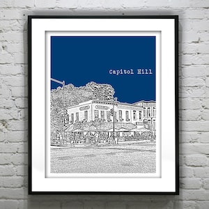 Capitol Hill Washington DC Skyline Poster Art Print Item T1310