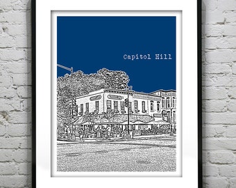 Capitol Hill Washington DC Skyline Poster Art Print Item T1310