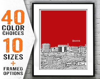 Macon Georgia Poster Art Print  Skyline Downtown Item T1892