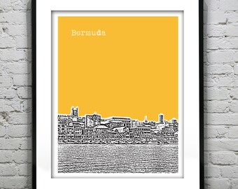 Bermuda Poster Art Print Skyline Hamilton Bermuda