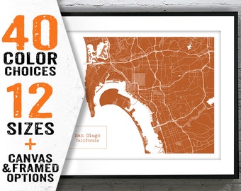 San Diego Blueprint Map Poster Art Print California Item T2958