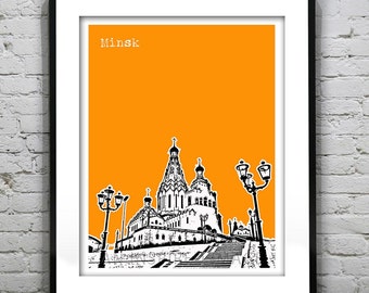 Minsk Belarus Poster Print Art Skyline Item T2639