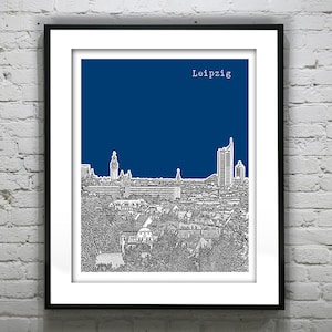 Leipzig Germany Skyline Poster Print Art Version 1