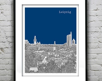 Leipzig Germany Skyline Poster Print Art Version 1